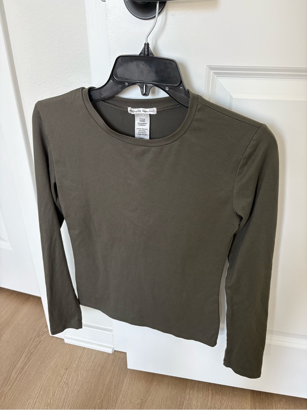 Olive Green Long Sleeve Crewneck Top